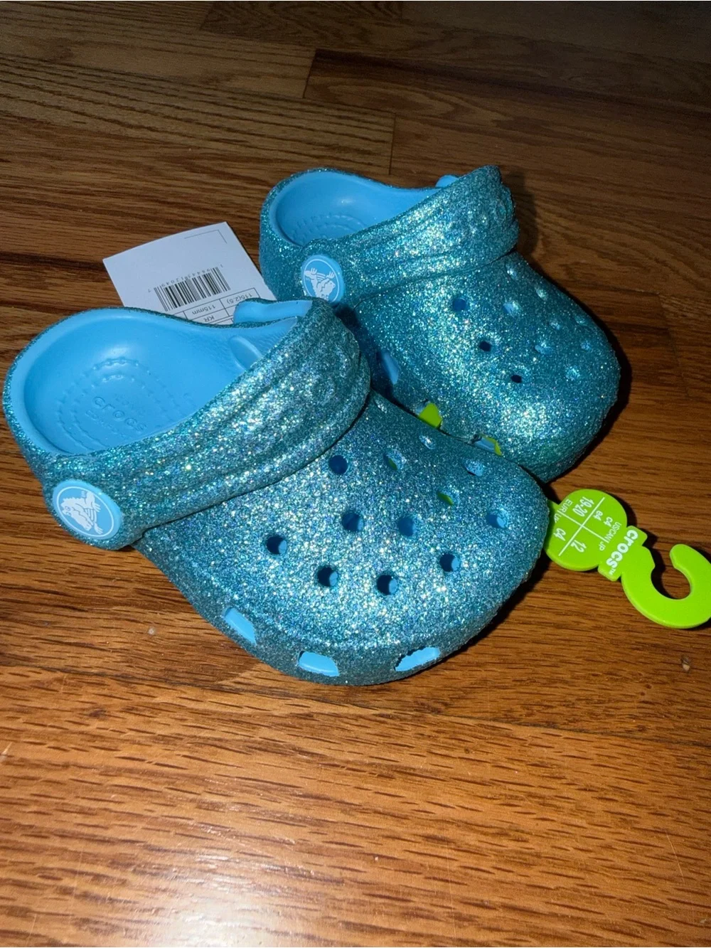 4c CROCS Kids' Glitter Clogs - Turquoise